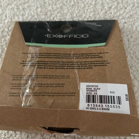 ExOfficio Women's Give-N-Go 2.0 Bikini Brief XS, Buff, NWT - Picture 5 of 9